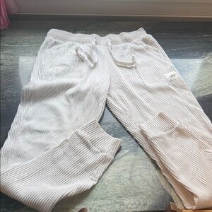 ALO White Ribbed Joggers Medium